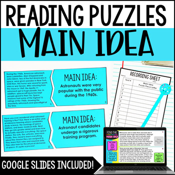 Main Idea Puzzles | with Printable and Digital Main Idea Activity ...